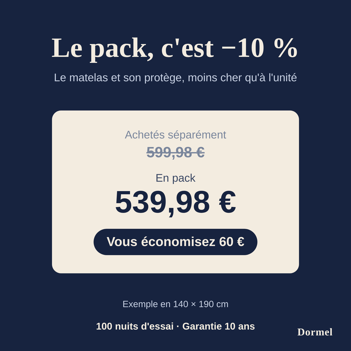 Pack Nuit Sereine de Dormel, ensemble literie