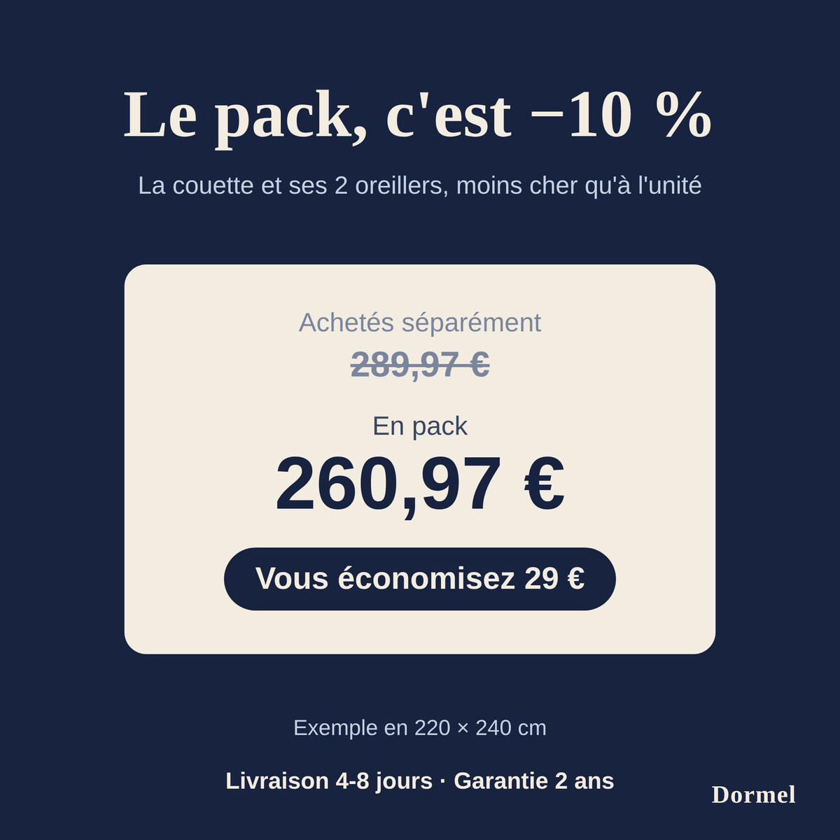 Pack Parure d'Hiver de Dormel, ensemble literie