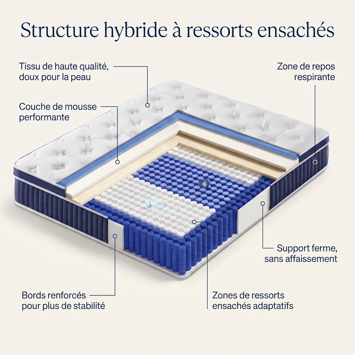 Matelas Le Grand Confort Dormel, soutien ferme et aéré