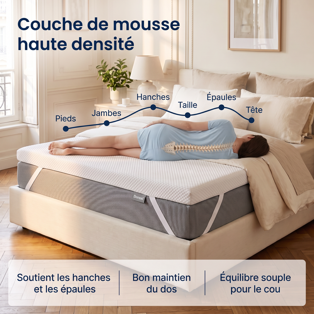 Surmatelas Le Tonique Dormel, raffermit le couchage
