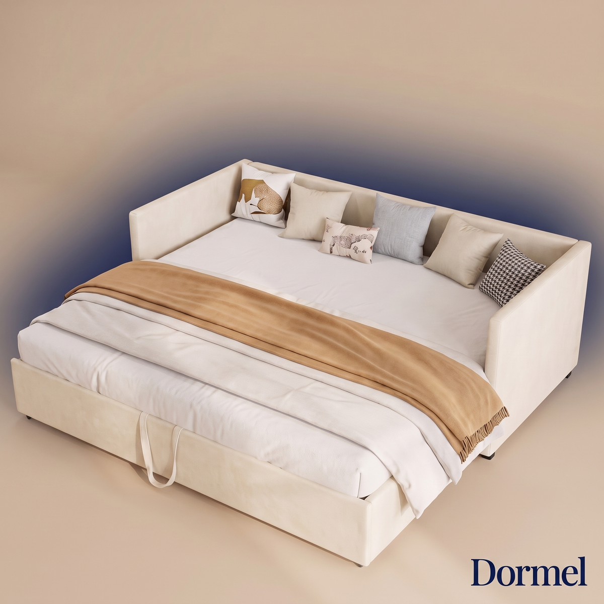 Canapé-lit convertible Dormel Le Convertible, velours beige 213 cm