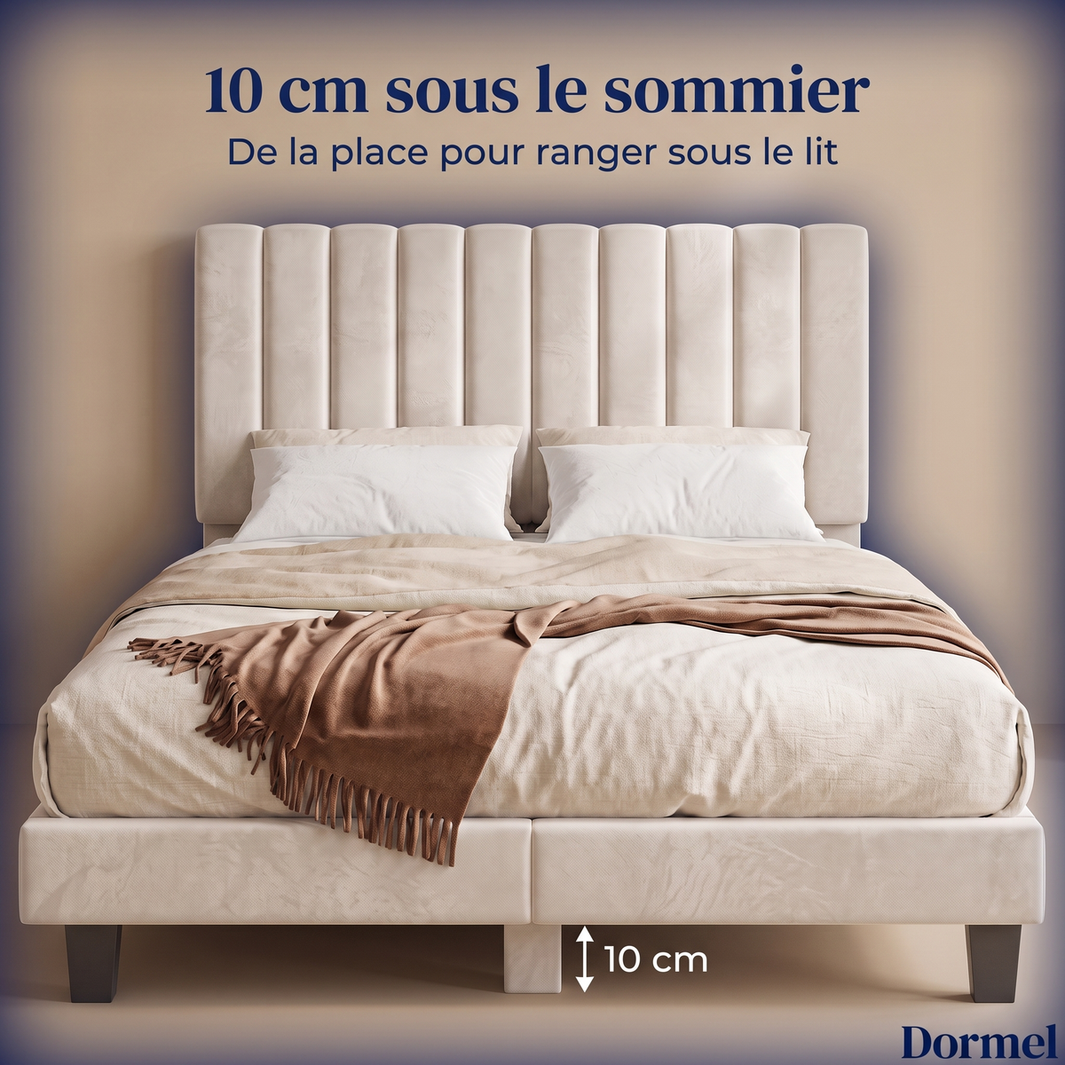 Lit capitonné Dormel Le Cosy, structure jusqu'à 350 kg