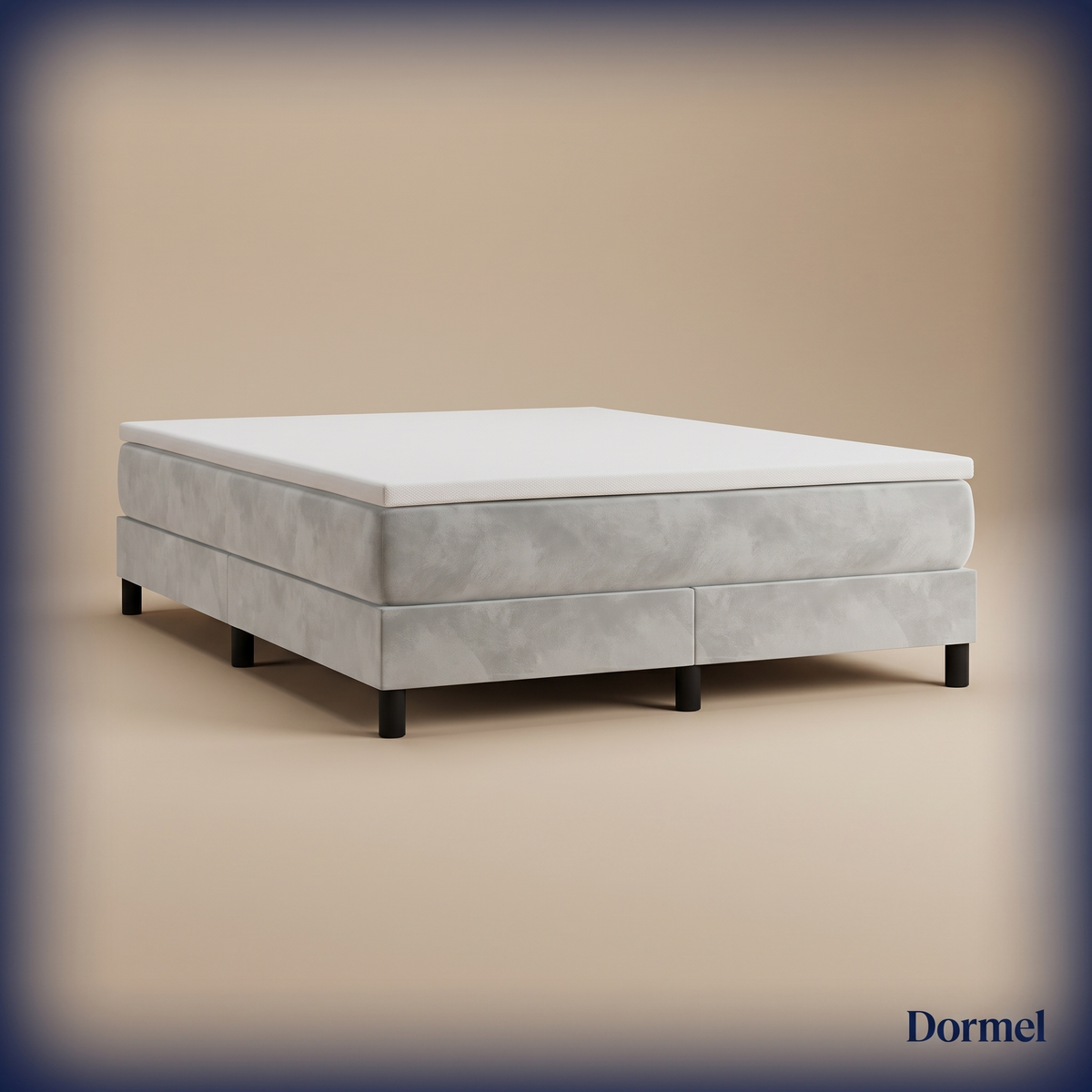 Sommier tapissier Dormel Le Socle en velours gris clair #Couleur_Gris clair
