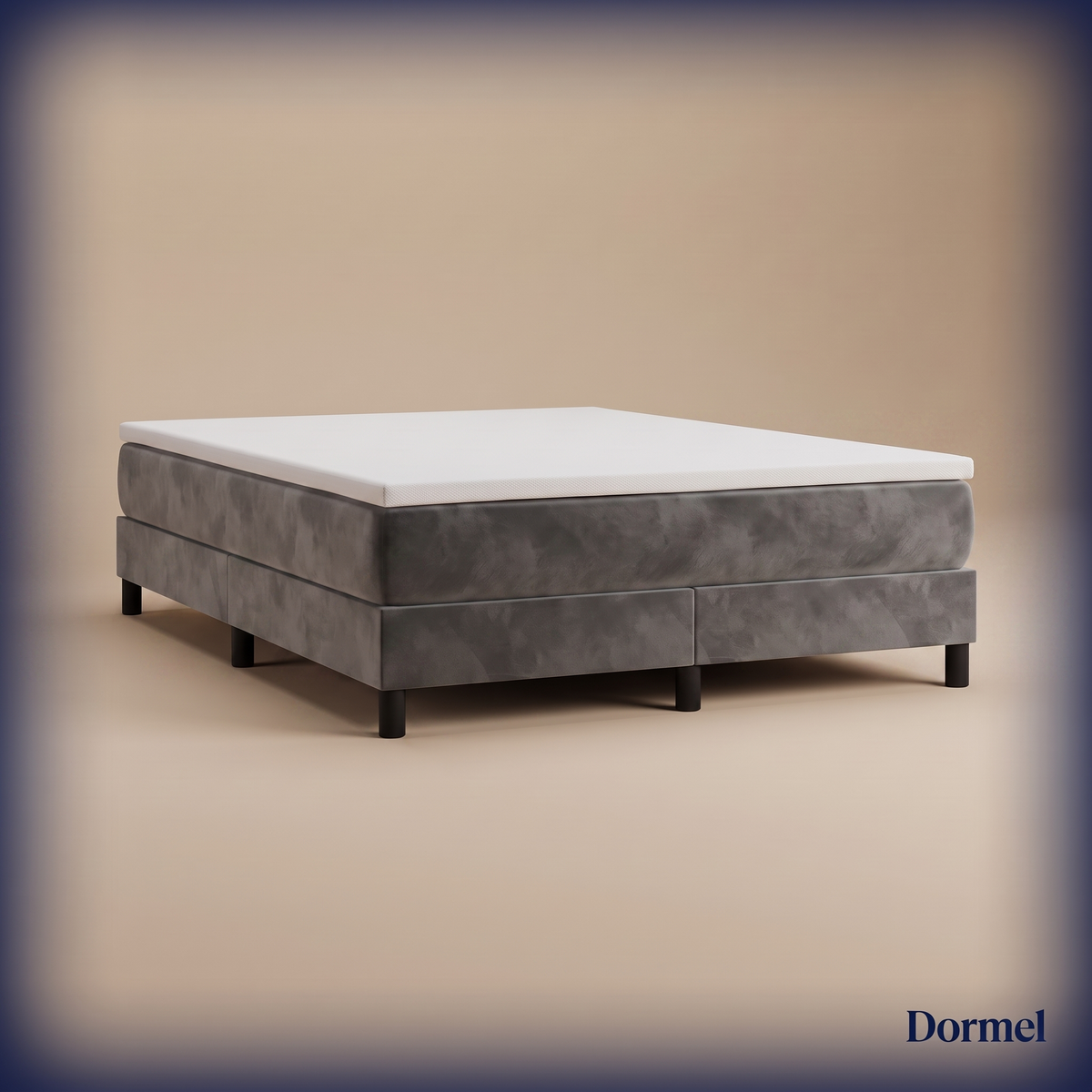 Sommier tapissier Dormel Le Socle en velours gris foncé #Couleur_Gris foncé