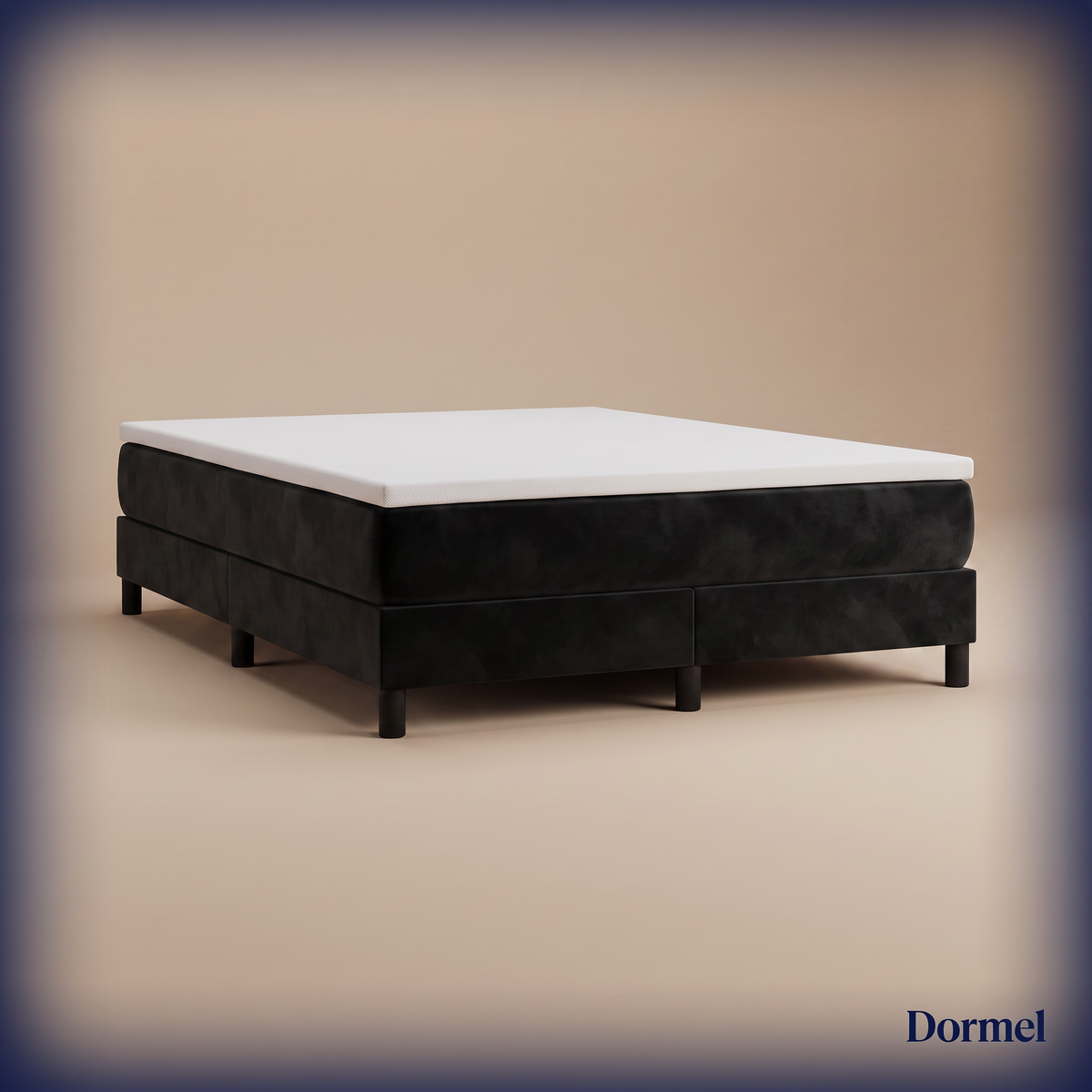 Sommier tapissier Dormel Le Socle en velours noir #Couleur_Noir