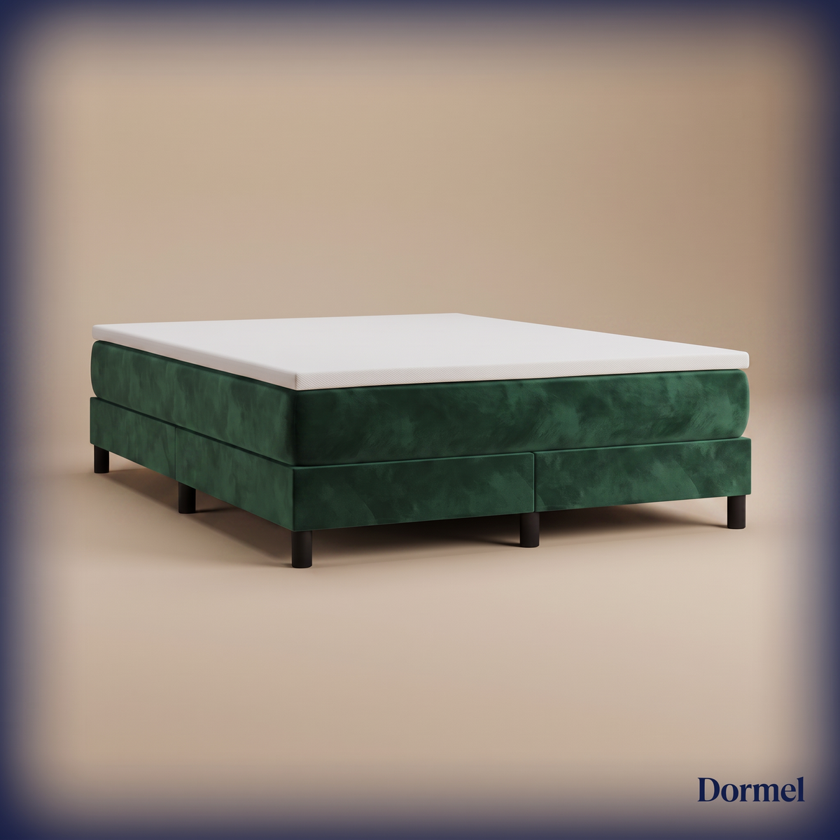 Sommier tapissier Dormel Le Socle en velours vert foncé #Couleur_Vert foncé