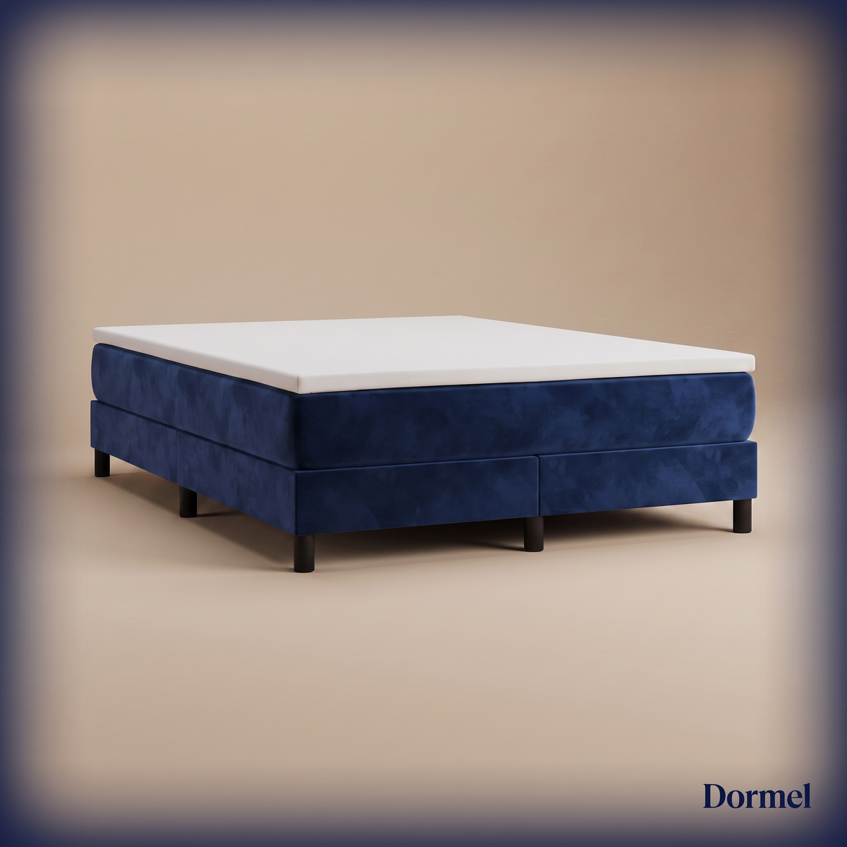 Sommier tapissier Dormel Le Socle en velours bleu foncé #Couleur_Bleu foncé