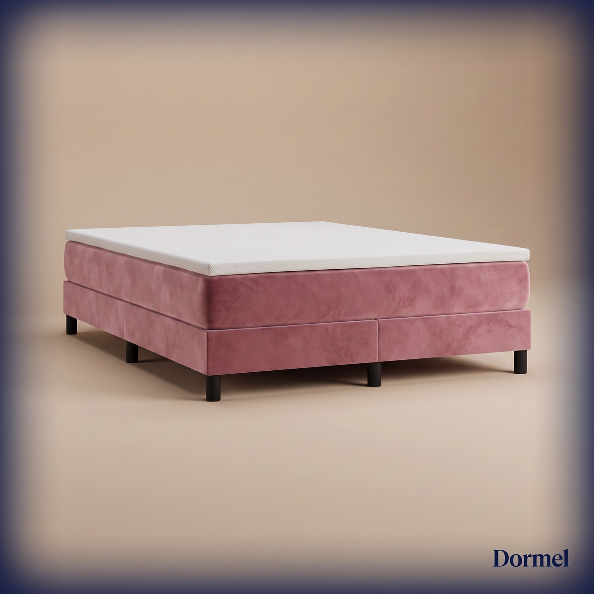 Sommier tapissier Dormel Le Socle en velours rose #Couleur_Rose