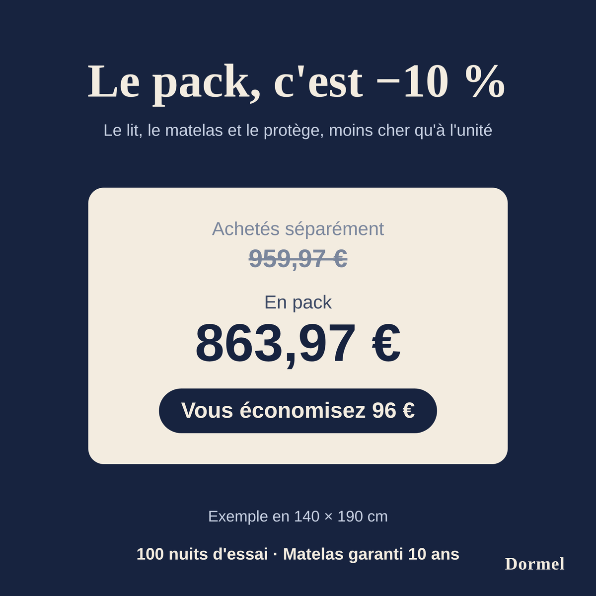 Pack Chambre Complète de Dormel, ensemble literie
