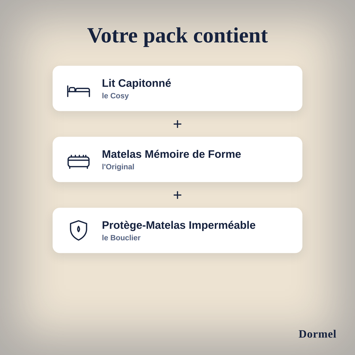 Pack Chambre Complète Dormel, de 140x190 à 180x200